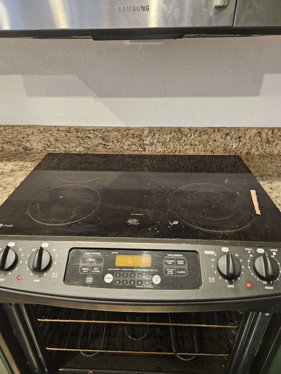 Cooktop surface before cleaning